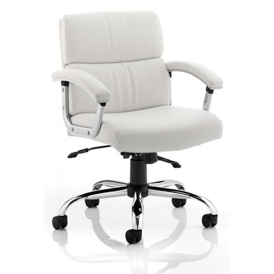 Desire Executive White Leather Medium Back Chair